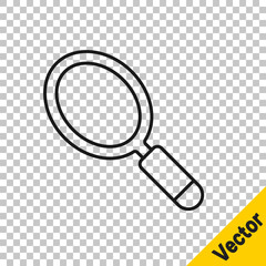 Black line Hand mirror icon isolated on transparent background. Vector