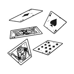 Vintage concept of falling poker cards