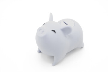 Piggy bank on white background. Finance, saving money concept.