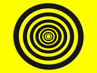 Abstract, black circle with yellow 3d illustration, camouflage