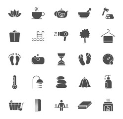 spa and sauna silhouette vector icons isolated on white. spa and sauna icon set for web, mobile apps, ui design and print