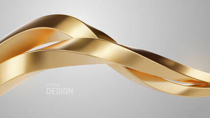 Luxury golden wave shapes isolated on white background.