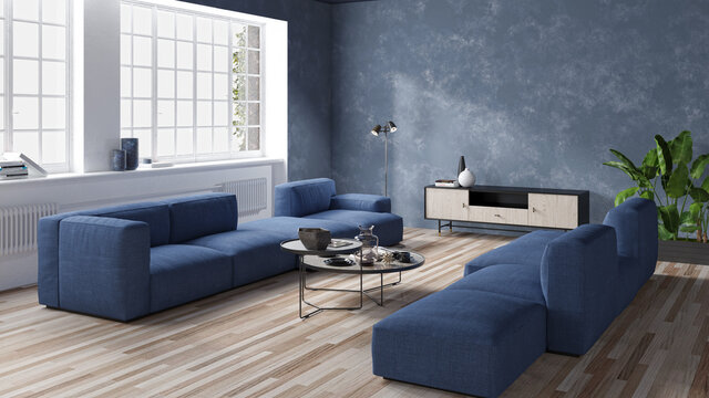 Illustration 3D rendering large luxury modern bright interiors Living room mockup computer digitally generated image