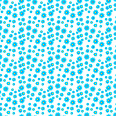 Vector seamless pattern with floral, repeating element. Pattern with a blue flower on a white background. Use in textiles, clothing, wallpaper, design, baby backgrounds, wrapping paper.