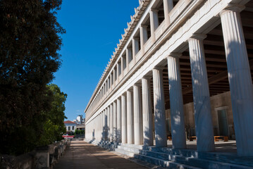 Fototapeta na wymiar Athens, Greece May 2021: The archaeological site of the Ancient Market of Athens.
