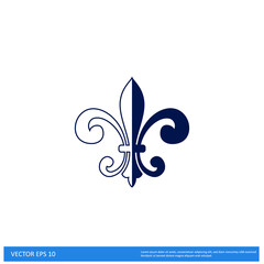 fleur de lis heraldic icon vector illustration logo template - obrazy, fototapety, plakaty