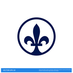 fleur de lis heraldic icon vector illustration logo template - obrazy, fototapety, plakaty