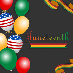 Juneteenth Freedom Day. June 19 African American Liberation Day. Black, red and green. Vector illustration