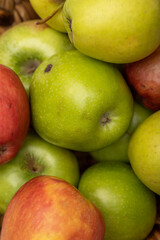 Close-up organic apple varieties