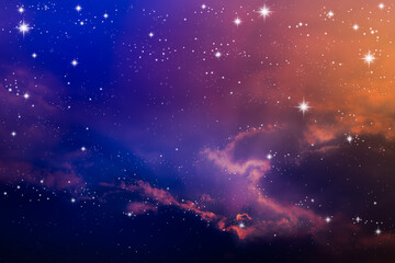 Abstract background Space of night sky with cloud and stars, nebula and galaxy