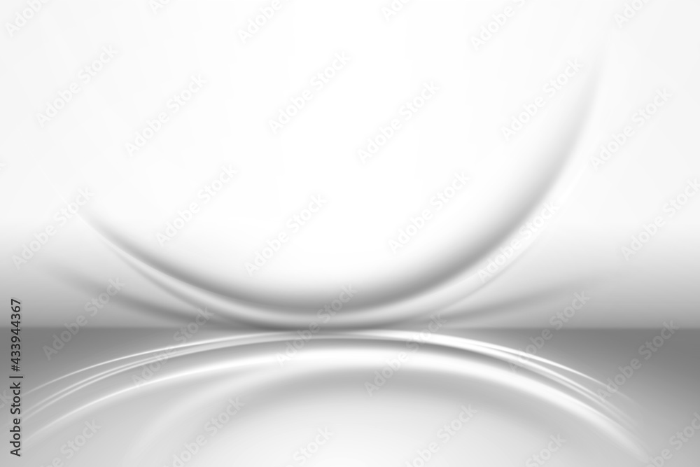 Poster white and gray abstract background waves and smooth light trails that are blurred and soft for desig