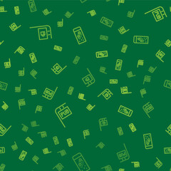 Set line Street signboard with Bar, Pub and Effervescent tablets in water on seamless pattern. Vector