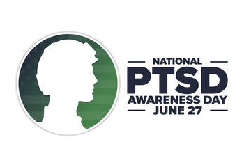 National PTSD Awareness Day. June 27. Holiday concept. Template for background, banner, card, poster with text inscription. Vector EPS10 illustration.