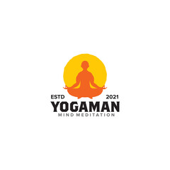 Obraz premium Yoga man logo design template