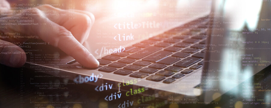 finger on laptop banner