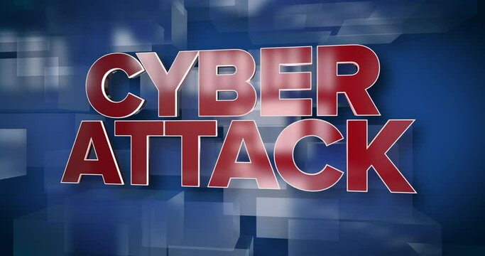 A red and blue dynamic Cyber Attack news title page animation.  	