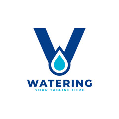 Water Drop Letter V Initial Logo. Usable for Nature and Branding Logos. Flat Vector Logo Design Ideas Template Element