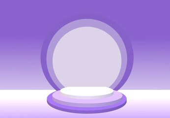 Podium for product with lilac circles with reflections. pastel stage podium with circle segments. 3d rendering