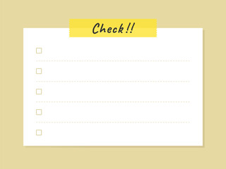 メモ用紙 チェックリストのフレーム素材 イラスト 目玉クリップ 薄茶色背景 横長バージョン Wall Mural Tuu Stock