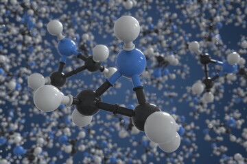 Polyethylenimine molecule made with balls, conceptual molecular model. Chemical 3d rendering