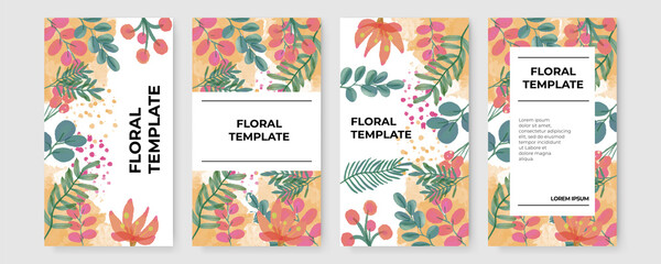 Naklejka premium Watercolor floral illustration - wreath / frame with bright peach color, white, pink, vivid flowers, green leaves, for wedding stationary, greetings, wallpapers, fashion, background, texture, wrapping