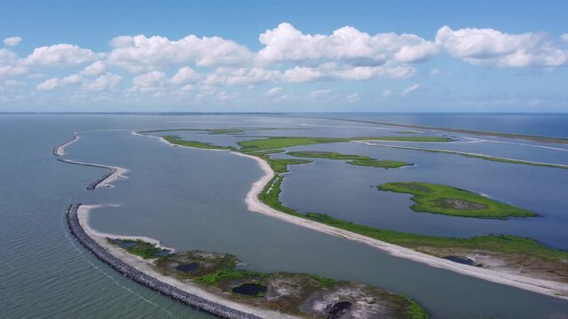 Artificial island Trintelzand, part of the Marker wadden, nature reserve made by man in the Netherlands