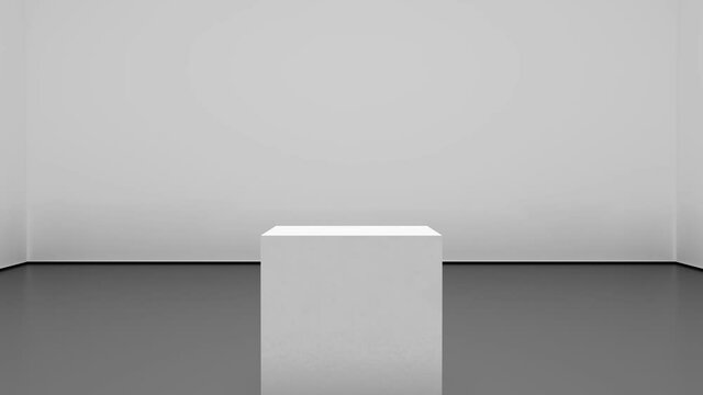 Computer generated white empty room with podium