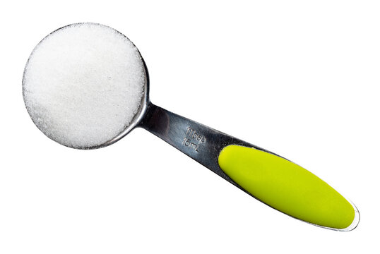 Extract Of Stevia Plant In Steel Tablespoon Cutout