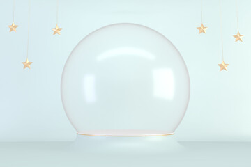 Cyan pedestal design for product show, 3D rendering