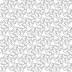 Triple curl shape make simple ornament. Curly lines in black and vector.