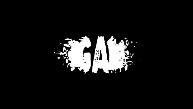 Nogales. Animated letters. Motion inscription. White letters from drops, liquid. Cartoon style. Transparent Alpha channel. Mexican Nogales for title 4K video, social media, TV.