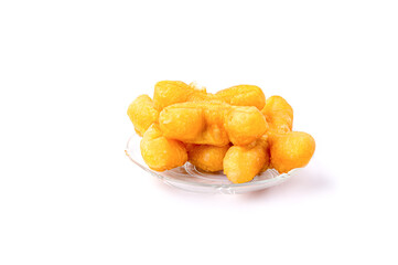 Patonggo in a clear dish isolated on a white background