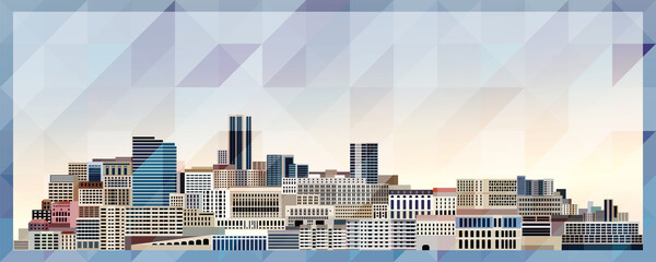 Monaco skyline vector colorful poster on beautiful triangular texture background