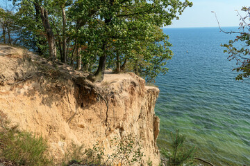 A panoramic view on the costal line in Gdynia, Poland, seen from a cliff above the sea level. Calm...