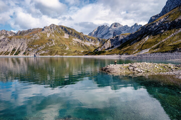 Naklejka na ściany i meble lake in the Alps mountains, Austria