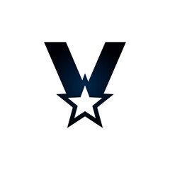 Letter V star logo. Usable for Winner, Award and Premium Logos.