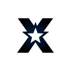 Letter X star logo. Usable for Winner, Award and Premium Logos.