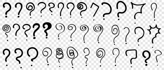 Question mark - set of icons, template for text. Handmade vector drawings.