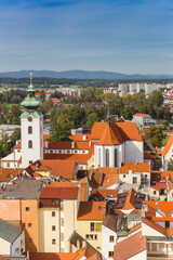 Fototapeta na wymiar Aerial view of the Dominican monastery in Ceske Budejovice, Czech Republic