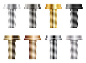 Set of metal screws vector illustration