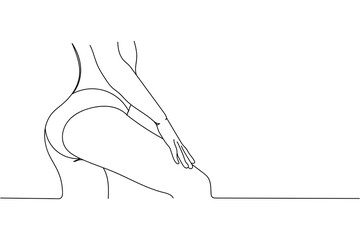 Fototapeta premium Continuous one line of beautiful slim woman body is expressing in silhouette. Linear stylized. Minimalist.