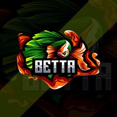 Betta Mascot Logo Esport Template Design