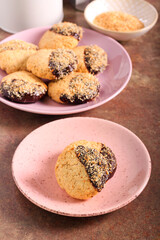 Coconut cookies dipped in chocolate