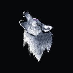 Wolf Illustration Abstract Outline Vector Design © Immidesign