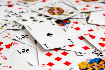 Classic playing card game laid out on a table