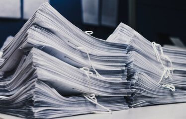 unfinished documents on office desk, Stack of business paper