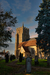 St Mary the Virgin Church bathed in sunlight in Rolvenden, Kent,, England