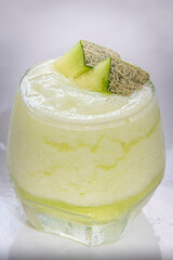 honeydew melon frappe in the glass