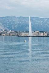 View of Geneva and jet d'eau during spring