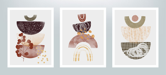 Set of Abstract Geometric Beauty concept illustrations. Graphic elements for your creative projects. Minimal art